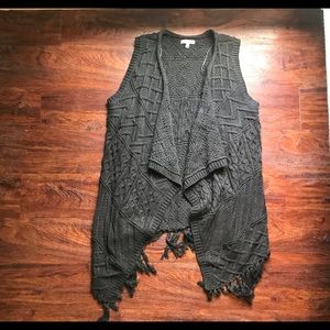 Dark Grey Fringe Vest